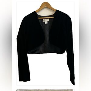Jessica McClintock Black Velvet Cropped Jacket